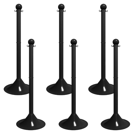 Mr. Chain Black Light Duty Stowable Stanchion, 6PK 93503-6